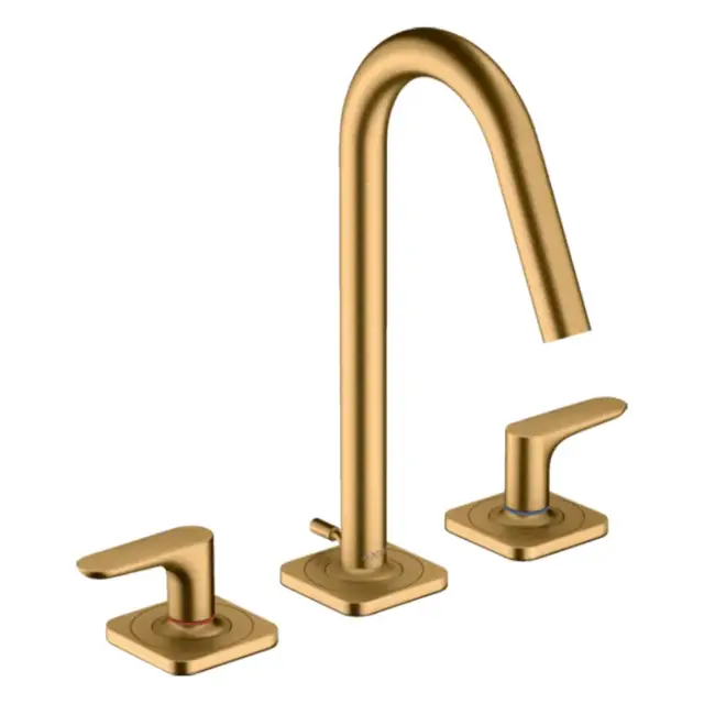 Axor Citterio M Смеситель для раковины на 3 отверстия с донным клапаном, цвет: шлифованная латунь 34133950