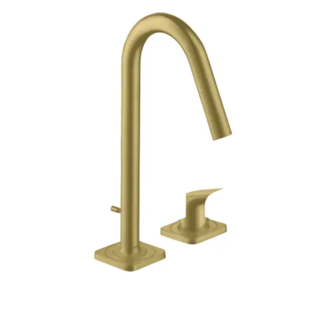 Axor Citterio M Смеситель для раковины высокий на 2 отверстия с дон. клап., цвет: шлифованная латунь 34132950