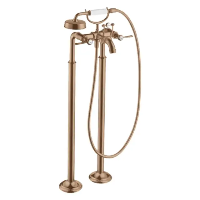 Axor Montreux Смеситель для ванны напольный с двумя рычаговыми рукоятками, цвет: шлиф. роз. золото 16553310