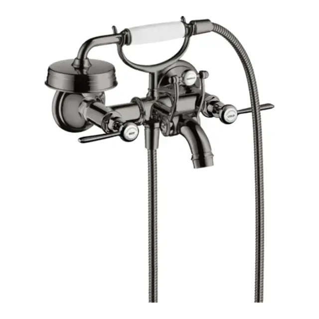 Axor Montreux Смеситель для ванны, 2 рычага, ручной душ, излив, цвет: полированный черный хром 16551330