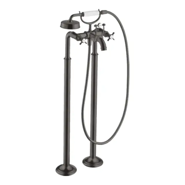 Axor Montreux Смеситель для ванны напольный с двумя крестообр. рукоятками, цвет: шлиф. черный хром 16547340