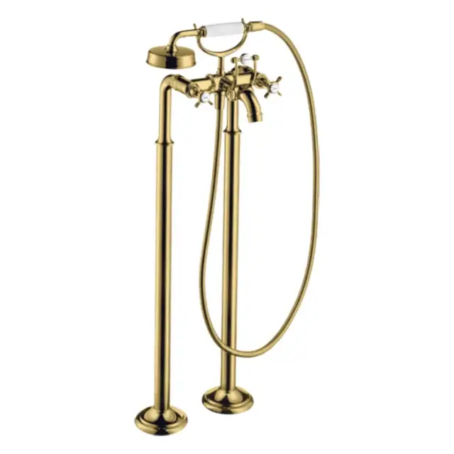 Axor Montreux Смеситель для ванны напольный с двумя крестообр. рукоятками, цвет: полир. золото 16547990