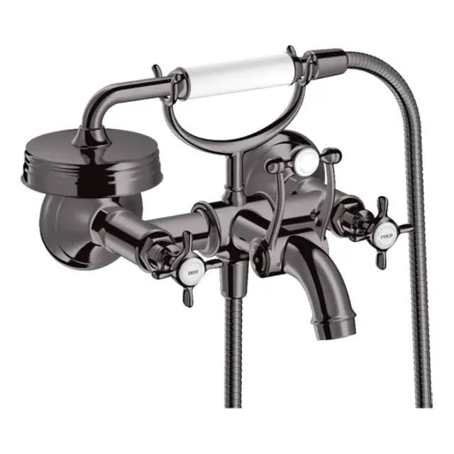 Axor Montreux Смеситель для ванны, 2 вентиля, ручной душ, излив, цвет: полированный черный хром 16540330