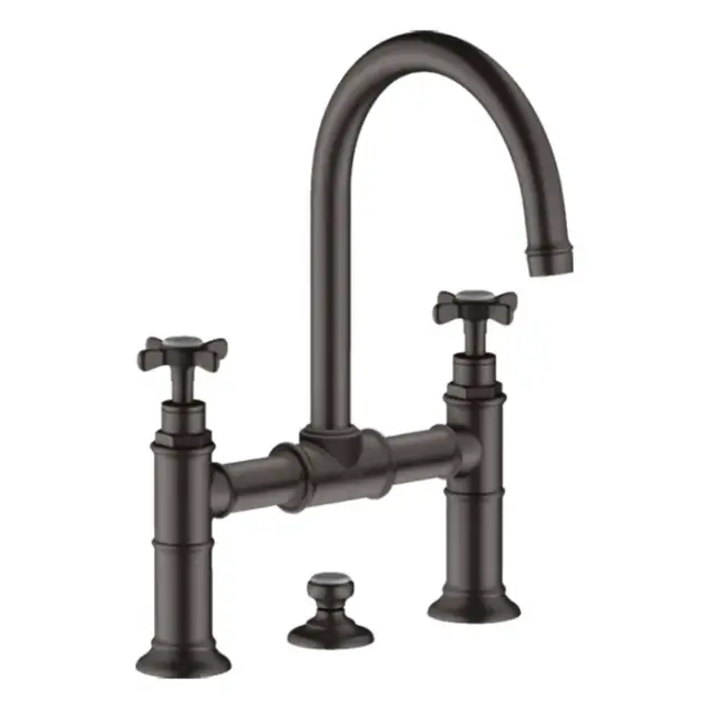 Axor Montreux Смеситель для раковины на 3 отверстие с донным клап., цвет: шлифованный черный хром 16510340