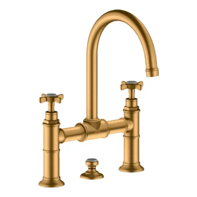 Axor Montreux Смеситель для раковины на 3 отверстие с донным клапаном, цвет: шлифованное золото 16510250