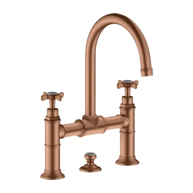 Axor Montreux Смеситель для раковины на 3 отверстие с дон. клап., цвет: шлифованное розовое золото 16510310