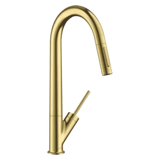 Axor Starck Смеситель для кухни с вытяжным изливом, однорычажный, цвет: шлифованная латунь 10821950