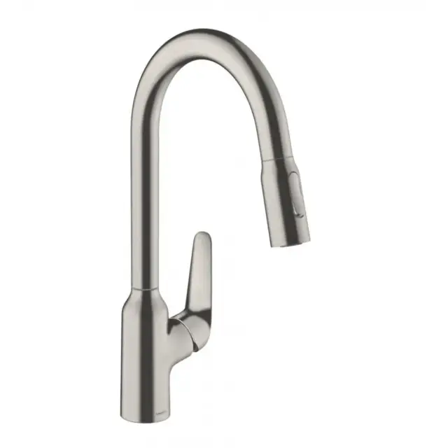 Hansgrohe Focus M42 Смеситель для кухонной мойки однорычажный 220, с выдв. изл. цвет: нержав. сталь 71800800