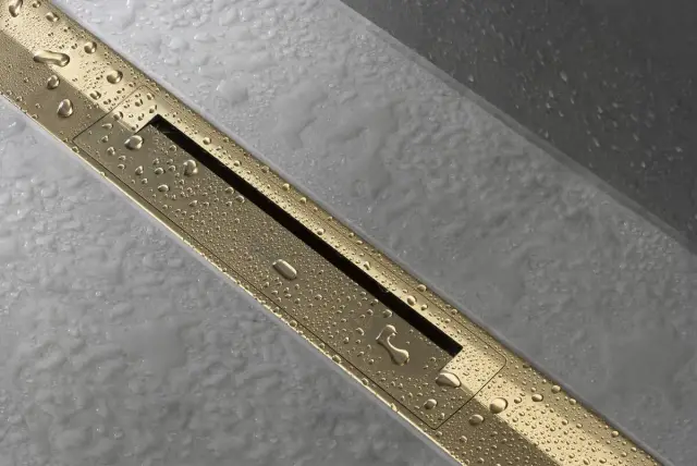 Hansgrohe RainDrain Внешняя часть линейного слива для укор. душа 120х6х1h см, цвет: золото 56047990