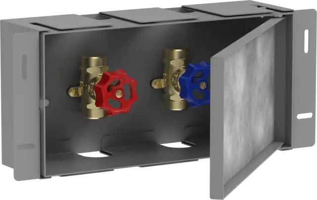 Hansgrohe XtraStoris Короб встраиваемый с запорнымыми вентилями, цвет: нержавеющая сталь 56100800