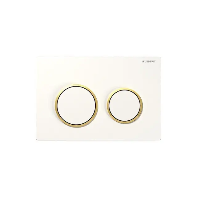 Geberit Omega 20 Кнопка смыва для унитаза, пластик, цвет: белый, ободок позолота 115.085.KK.1