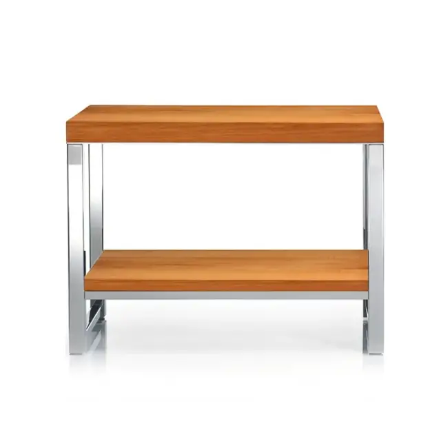 Decor Walther Wood SM Скамейка с полкой 60x30xh44 см, цвет сталь полированная светлый бук 0927186