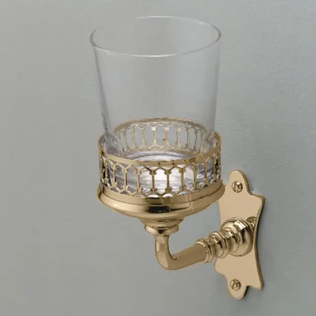 Devon&Devon Mayfair Стакан для зубных щеток подвесной, стеклянный прозрачный, цвет: золото DD113IN