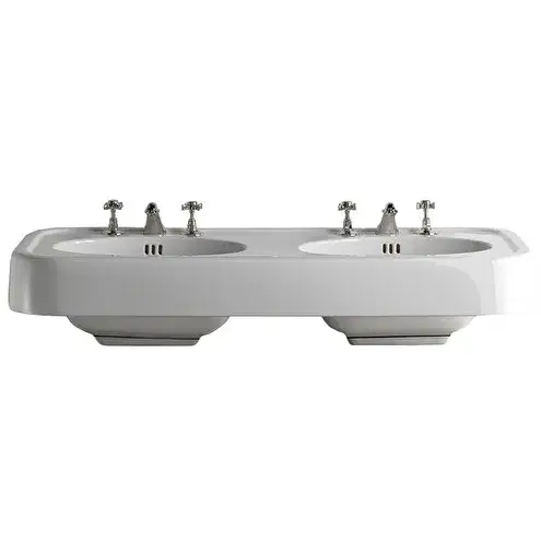 Devon&Devon Wide Blues Раковина двойная с 3 отв., 124,5x56,5xh26,5 см, цвет белый DEWDBLUES3FBI