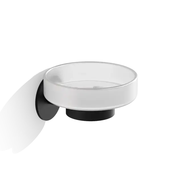 Decor Walther Basic Мыльница со стеклянной чашей, подвесная, цвет: черный матовый 0536060
