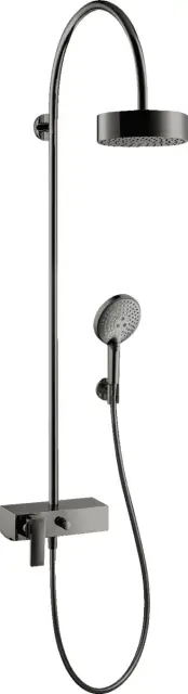 Axor Citterio Душевая стойка: смеситель, верхний душ 18 см, лейка, цвет: полированный черный хром 39620330