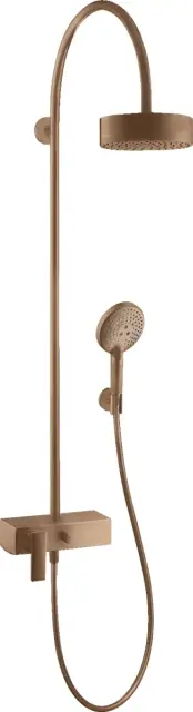 Axor Citterio Душевая стойка: смеситель, верхний душ 18 см, лейка, цвет: шлифованное розовое золото 39620310