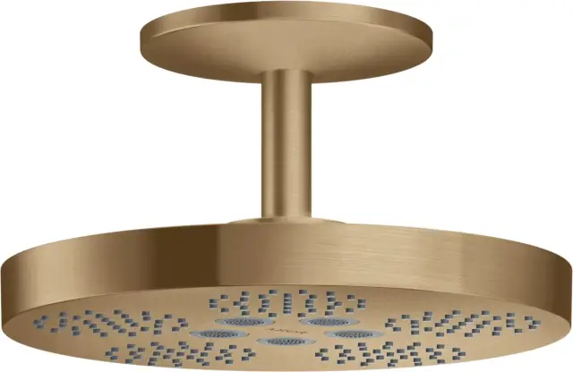Axor One Верхний душ 28,2 см, 2 вида струи, кронштейн потолочный 21,1 см, цвет: шлифованная бронза 48494140