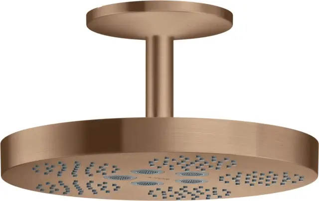 Axor One Верхний душ 28 см, 1 режим, кронштейн потолочный 12 см, цвет: шлифованное розовое золото 48493310