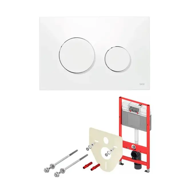 Tece Base Инсталляция для унитаза 4 в 1 с кнопкой смыва, креплением и шумоиз., цвет: белый глянцевый K440920