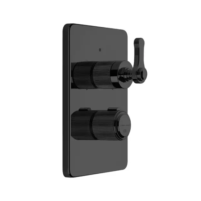 Gessi Venti20 Термостат для ванны встраиваемый, 2 потребителя, запорный вентиль, цвет: matte black 65135#299