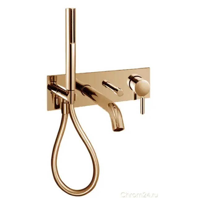 Fantini Nostromo Смеситель для ванны, с ручным душем, цвет: Matt British Gold PVD 50 P6 E321B