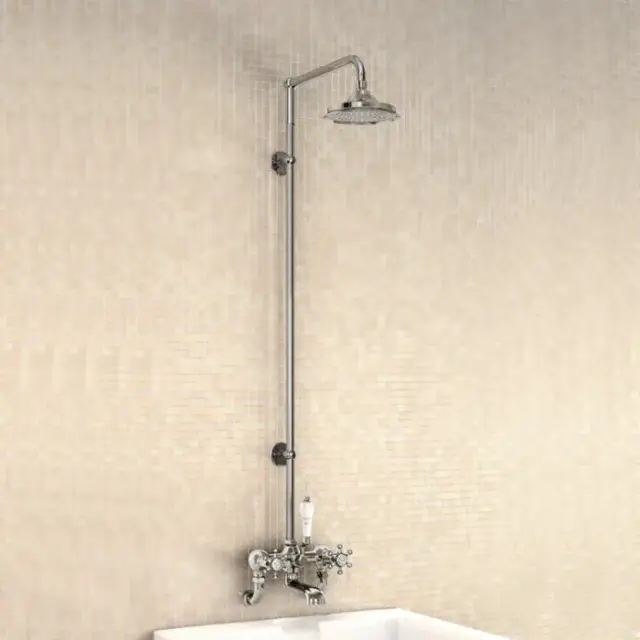 Burlington Birkenhead Душевой комплект: смеситель, душ, стойка, излив 13 см, цвет: хром/черный глян. H295-BI BLA