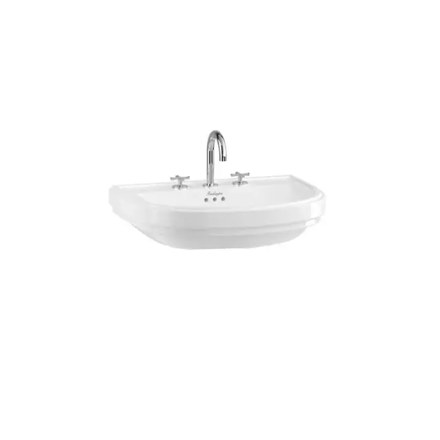 Burlington Riviera Раковина подвесная 65х47 см с переливом, 3 отв. под смеситель, цвет: белый глянец RIV4 3TH