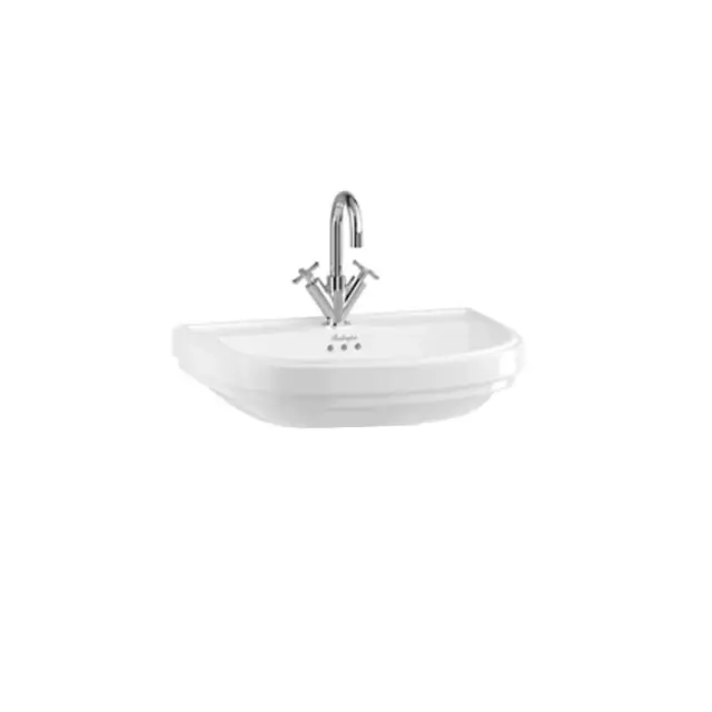 Burlington Riviera Раковина подвесная 65х47 см с переливом, 1 отв. под смеситель, цвет: белый глянец RIV4 1TH