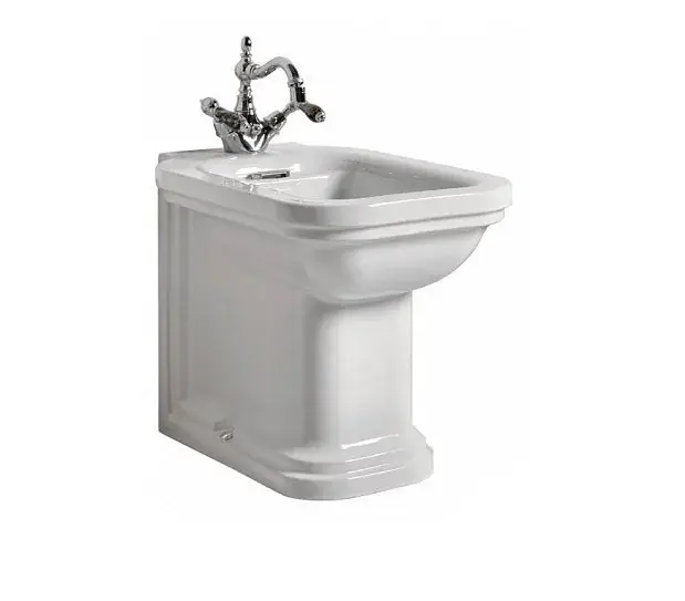 Kerasan Waldorf Биде напольное 55x37 см, с 1 отвер. под смес., переливом и накладкой, цвет: Bianco 4121K1bi/cr*1