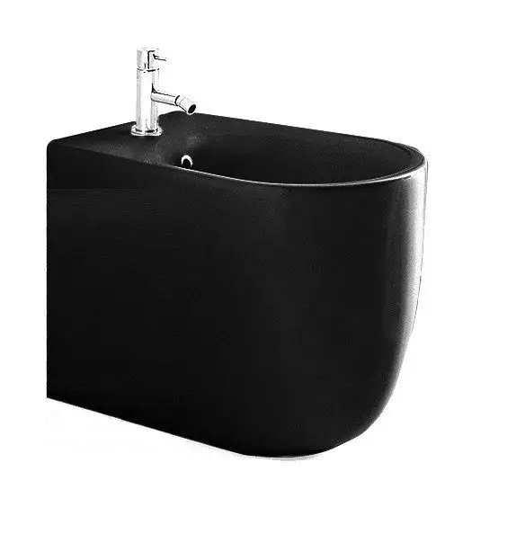 Kerasan Nolita Биде напольное 55x35 см, с 1 отвер. под смес., с перел. и креп., цвет: Nero matt 532031*1