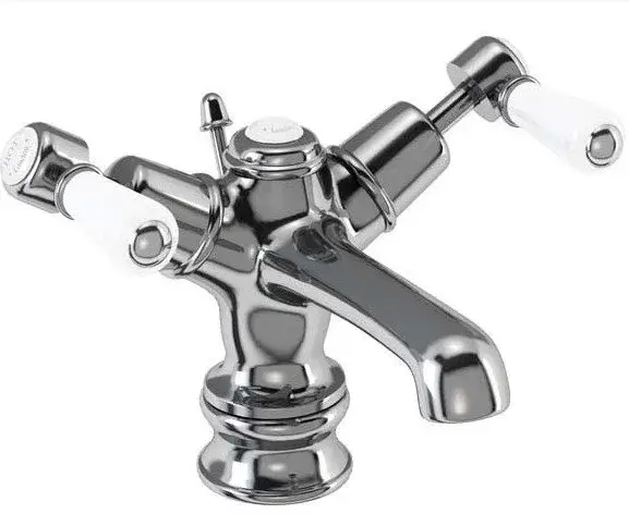 Burlington Regent Смеситель для раковины на 1 отверстие, излив 4,5h см, цвет: хром/белый глянцевый KER4-QT