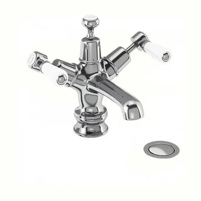 Burlington Kensington Смеситель для раковины на 1 отверстие, излив 4,5h см, цвет: хром/белый глянец KER6-QT