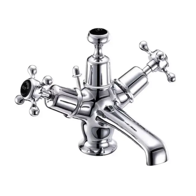 Burlington Claremont Смеситель для раковины на 1 отверстие, излив 4,5h см, цвет: хром/черный глянец CL4-QT BLA