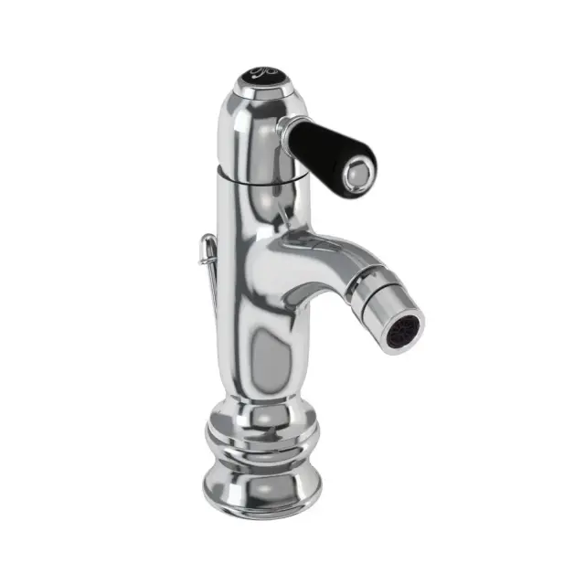 Burlington Regent Смеситель для биде на 1 отверстие, излив 8,7h см, цвет: хром/черный глянец CHR23 BLA