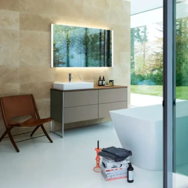 Duravit XSquare База на ножках на 1 раковину слева, цвет фланелево серый матовый XS4923L9090