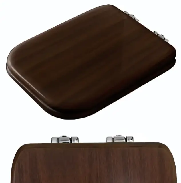 Kerasan Waldorf Крышка-сиденье для унитаза, с микролифтом, крепление хром, цвет: Noce massello 418840