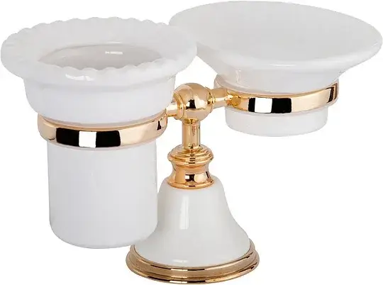 TW Harmony 141 Стакан с мыльницей на настольном держателе, керамика, цвет: золото TWHA141bi/oro