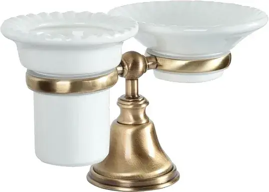 TW Harmony 141 Стакан с мыльницей на настольном держателе, керамика, цвет: бронза TWHA141br