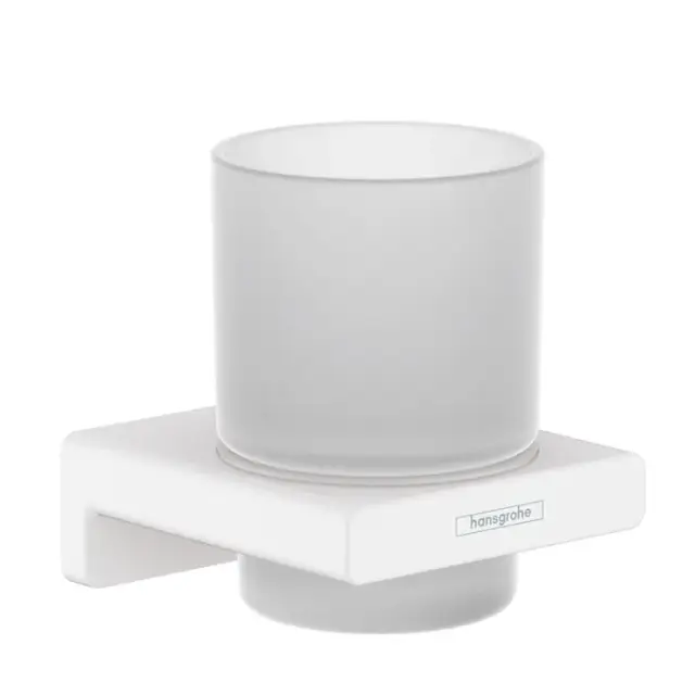 Hansgrohe AddStoris Стакан для зубных щеток подвесной, матовое стекло, латунь цвет: белый 41749700