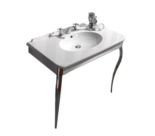 Kerasan Retro Раковина консоль 100х55 см, с 1 отвер. под смеситель и переливом, цвет: Bianco/Cromo 1049K0 bi*1 cr legs