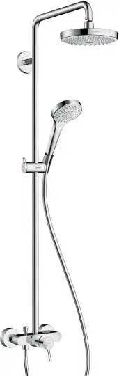 Hansgrohe Croma Select S Душевая стойка: смеситель, верхний душ 19 см, ручной душ, цвет: хром/белый 27255400