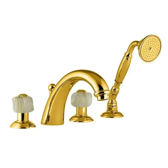 Nicolazzi Onice Смеситель на борт ванны, 4 отв., излив 22,3 см, цвет золото 2104GO09O