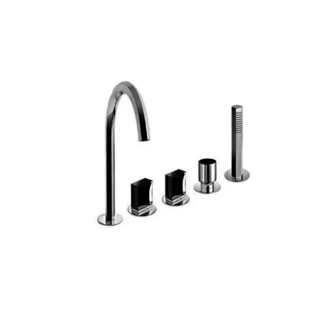 Fantini Venezia Смеситель на борт ванны, 5 отв., излив 17,5 cм, цвет Matt Gun Metal PVD 29 P5 N465S