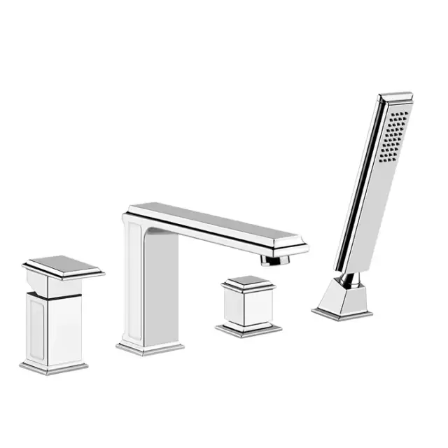 Gessi Eleganza Смеситель на борт ванны на 4 отверстия, с перекл., с ручн. душем, цвет: chrome 46037#031