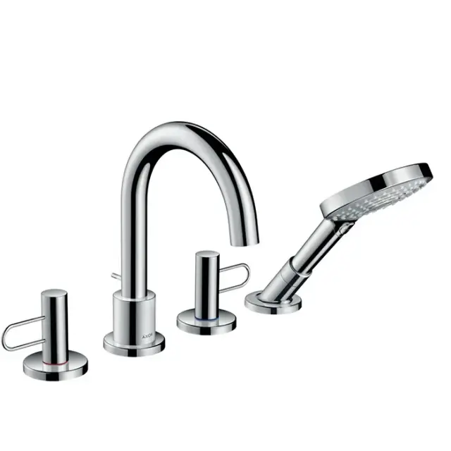 Axor Uno Смеситель на борт ванны, с ручным душем, внешняя часть, с рукоятками-петлями, цвет: хром 38445000