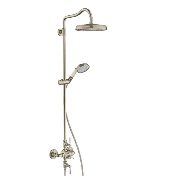 Axor Montreux Душевая стойка: термостат, верхний душ 24 см, лейка, цвет: шлифованный никель 16572820