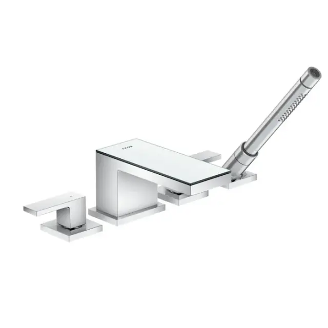 Axor MyEdition Смеситель на борт ванны, с ручным душем, внешняя часть, зеркальное стекло, цвет: хром 47430000