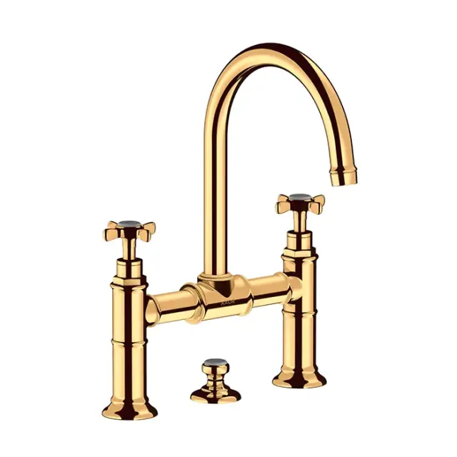 Axor Montreux Смеситель для раковины на 3 отверстие с донным клапаном, цвет: полированное золото 16510990