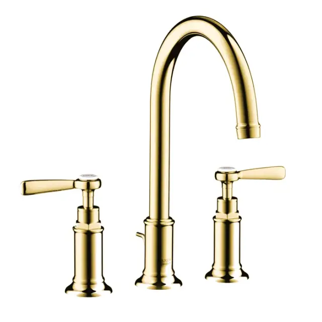 Axor Montreux Смеситель для раковины на 3 отверстие с донным клапаном, цвет: полированное золото 16514990